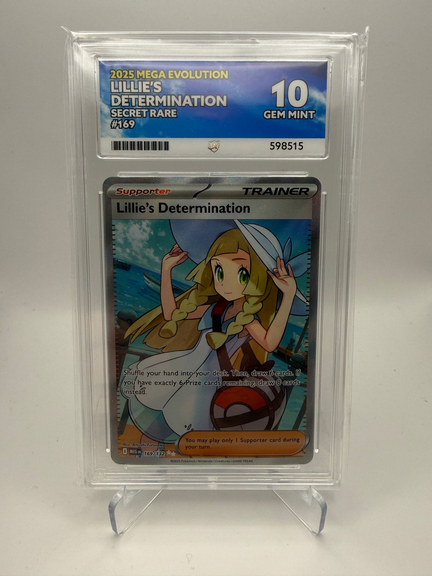 Ace 10 Gem Mint - Lillie’s Determination #169 Mega Evolution - Pokemon Graded