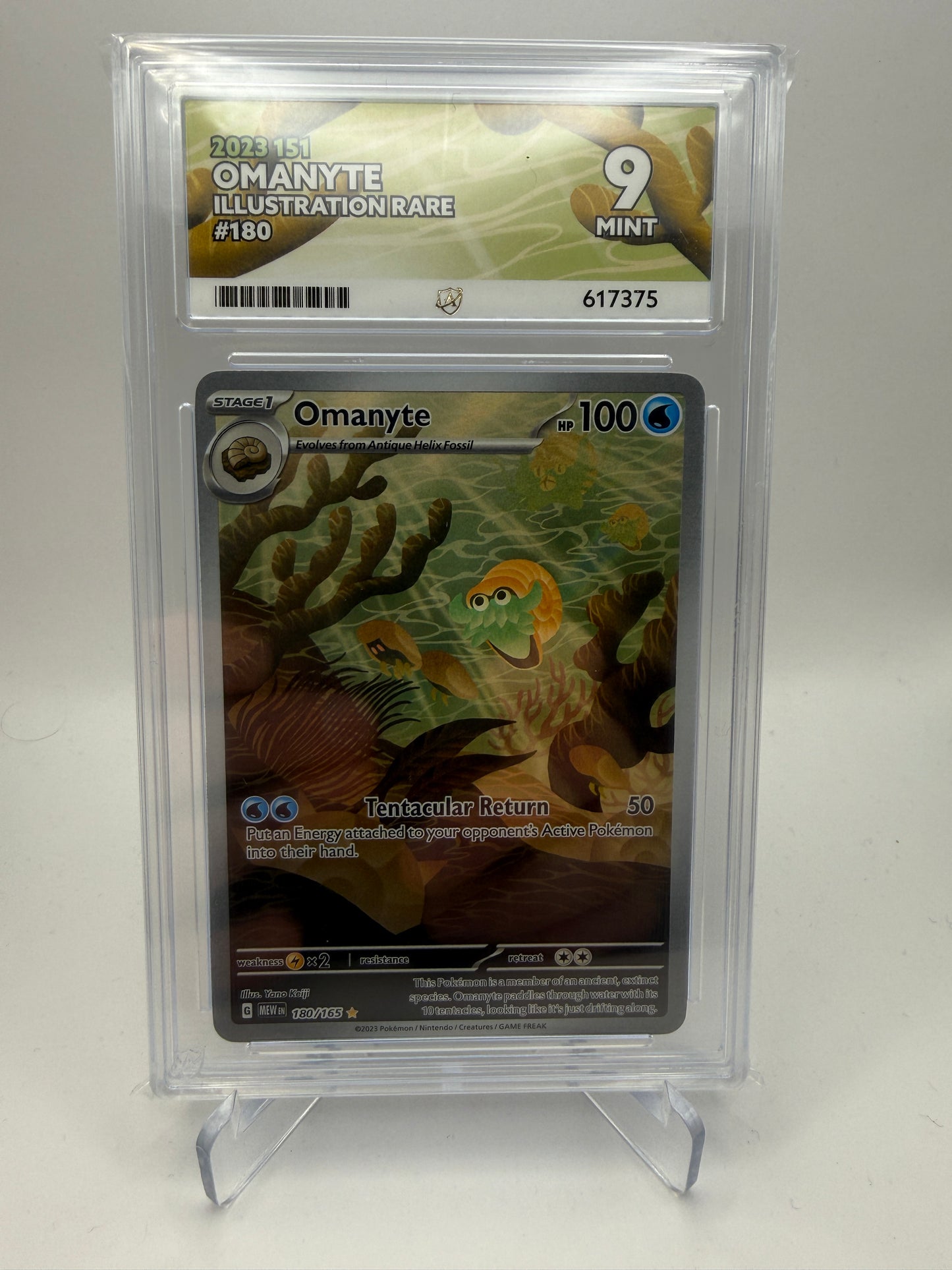 Ace 9 Mint - Omanyte #180 Scarlet & Violet 151 - Pokemon Graded