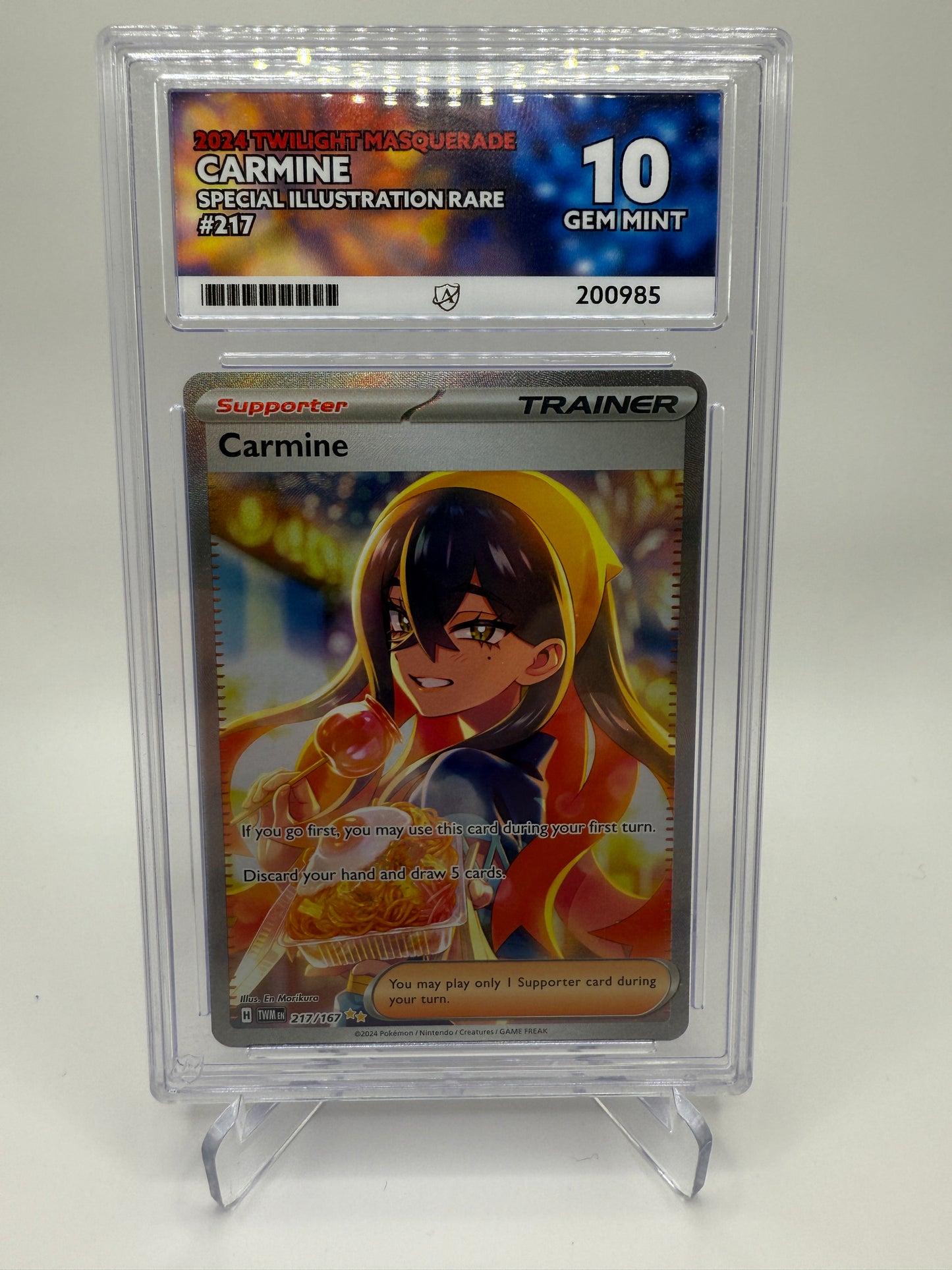 Ace 10 Gem Mint (Ace Label) Carmine #217 Special Illustration Rare Pokemon Twilight Masquerade, Graded