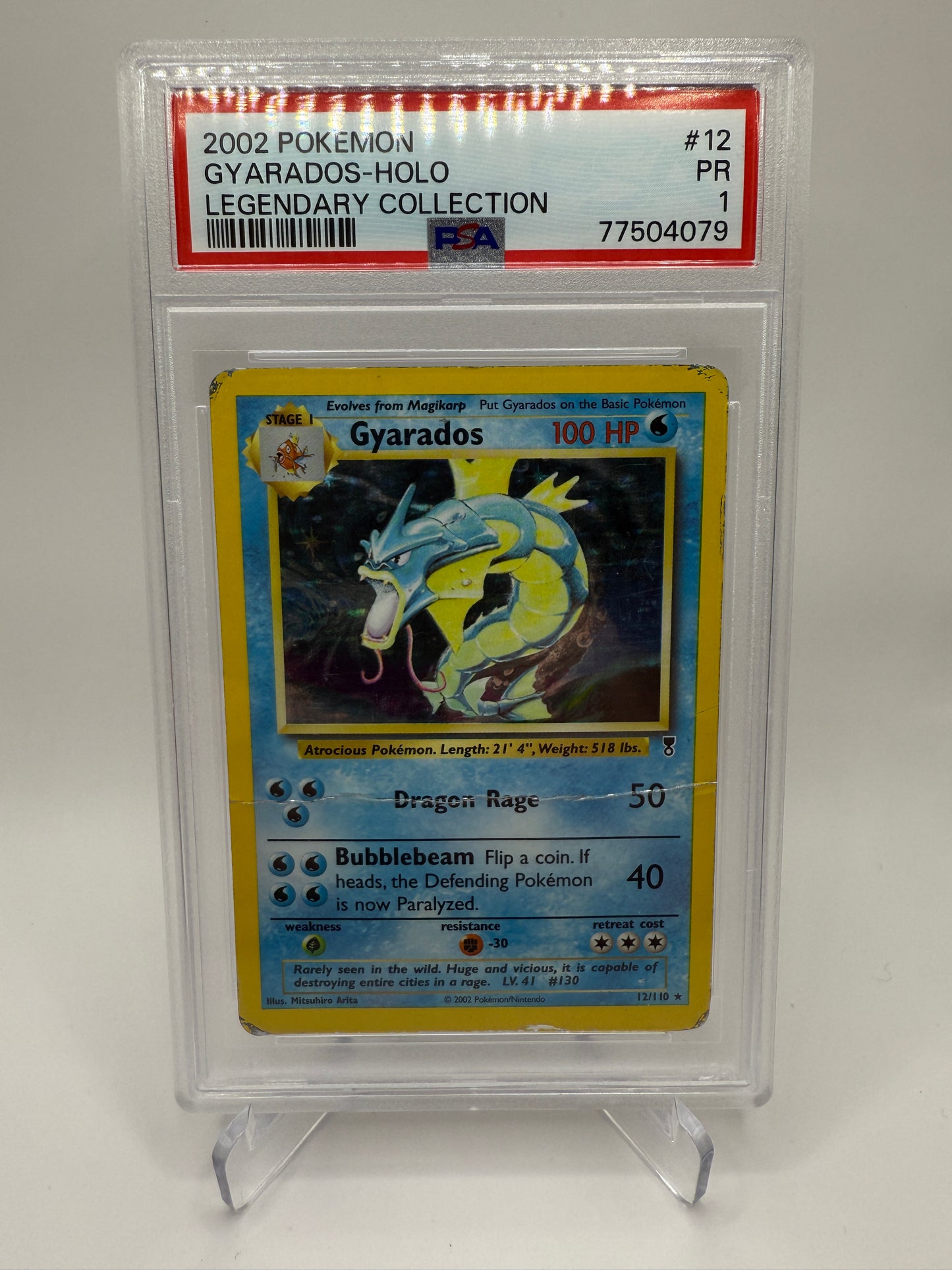 PSA 1 Poor - Gyarados #12 Pokemon Legendary Collection, Graded