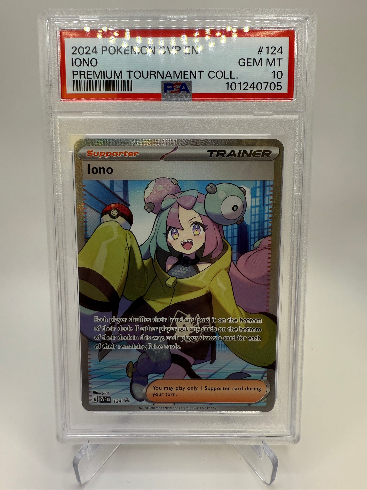 PSA 10 Gem Mint - Iono #124 Pokemon Promo Premium Collection, Graded