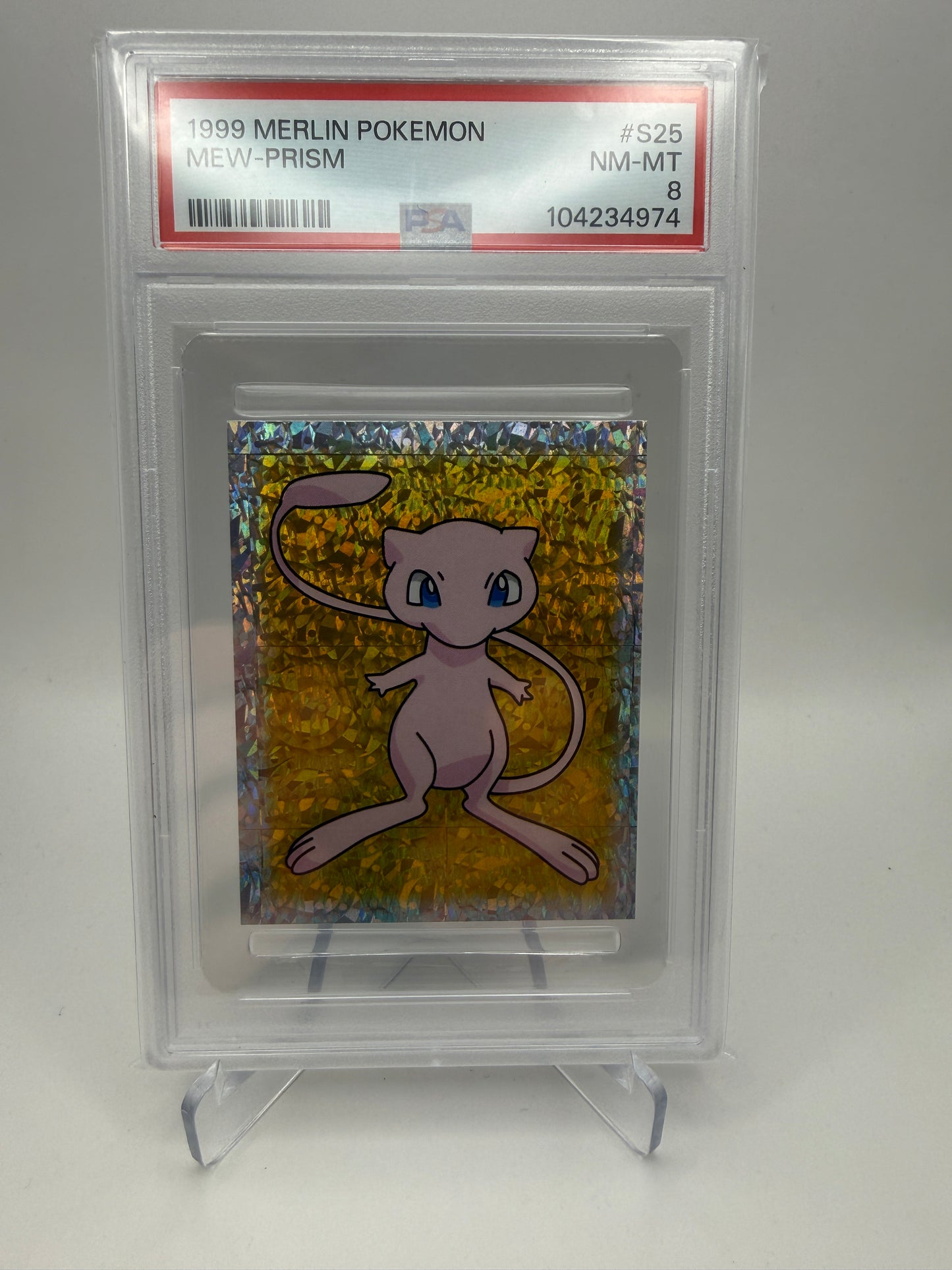 PSA 8 Near Mint/Mint - Mew Prism #S25 1999 Merlin Sticker - Pokemon Graded