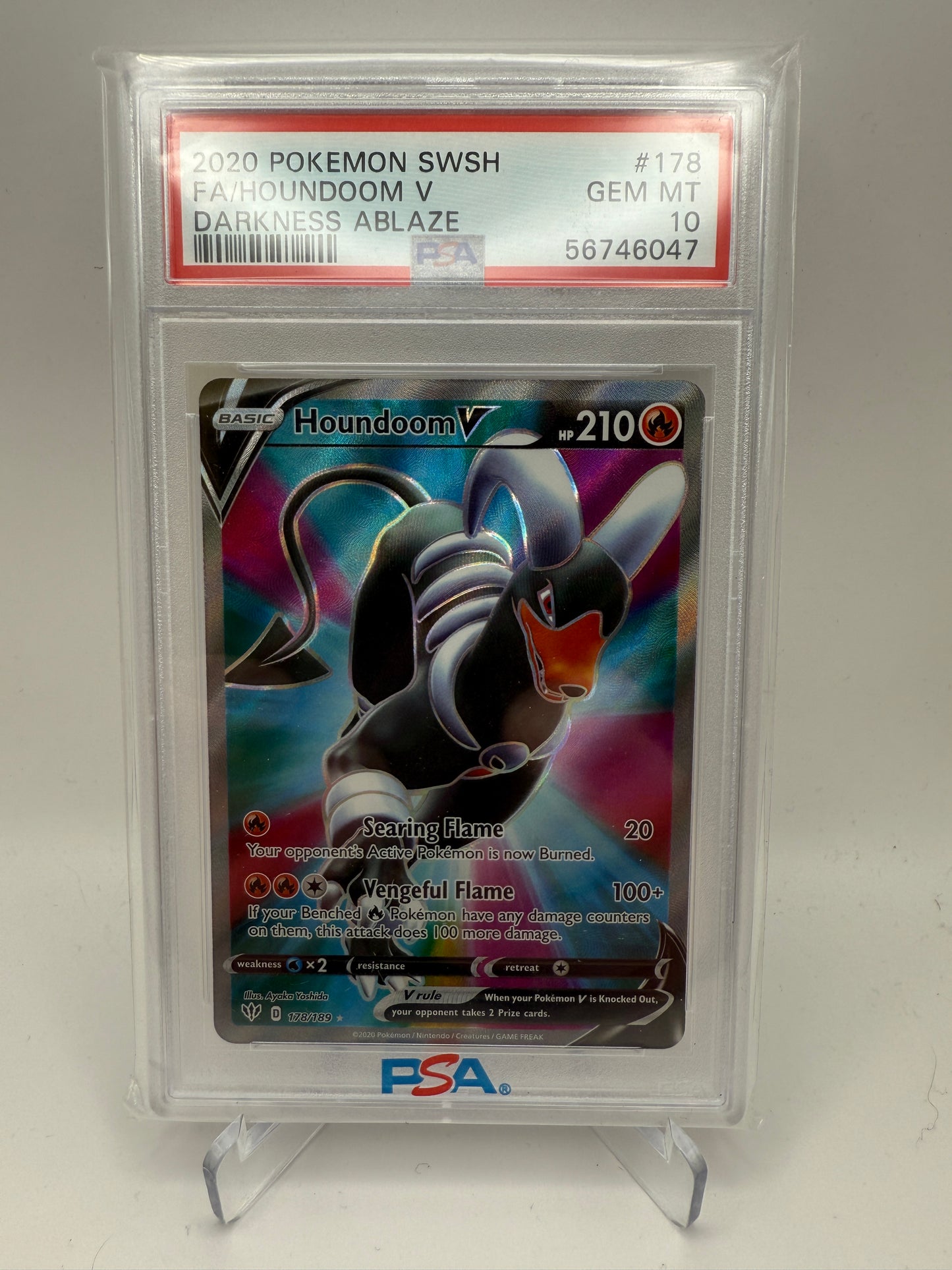 PSA 10 Gem Mint - Houndoom V #178 Pokemon Darkness Ablaze - Graded