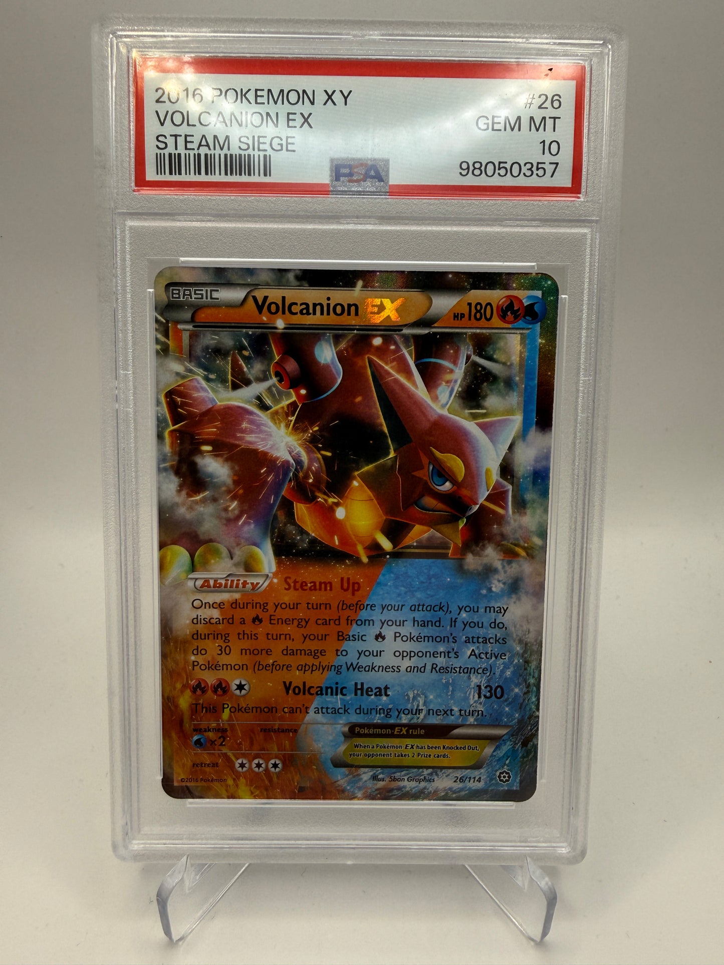 PSA 10 Gem Mint - Volcanion EX #26 Steam Siege - Graded Pokemon