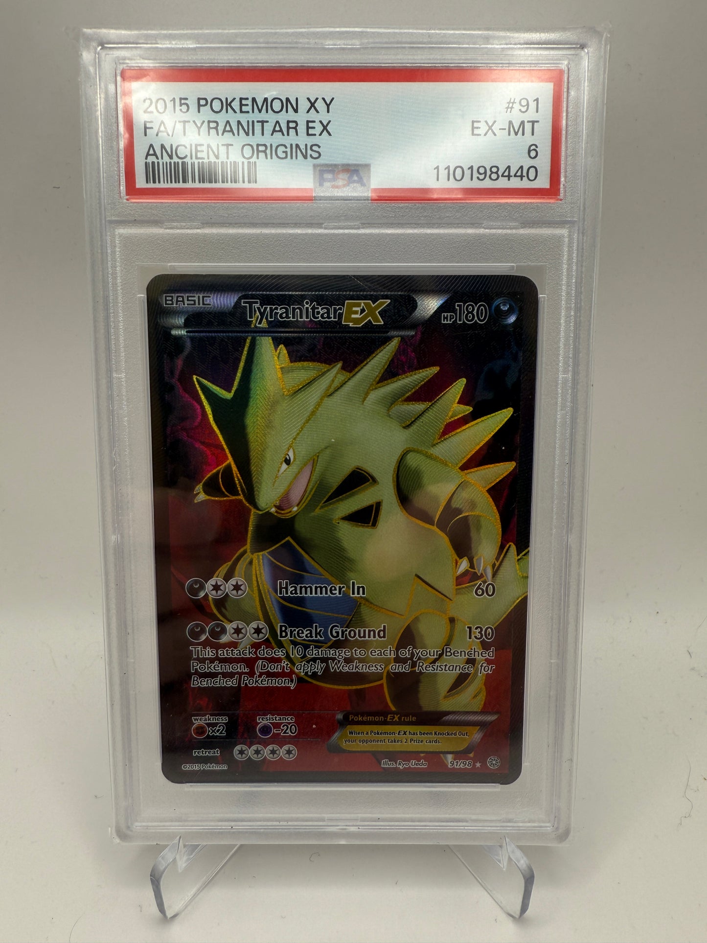PSA 6 Excellent/Mint - Tyranitar Ex #91 Pokemon Ancient Origins - Graded