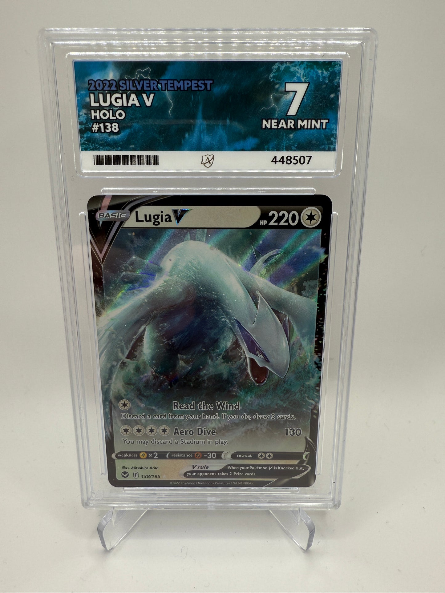 Ace 7 Near Mint (Ace Label) Lugia V #138 Pokemon Silver Tempest, Graded