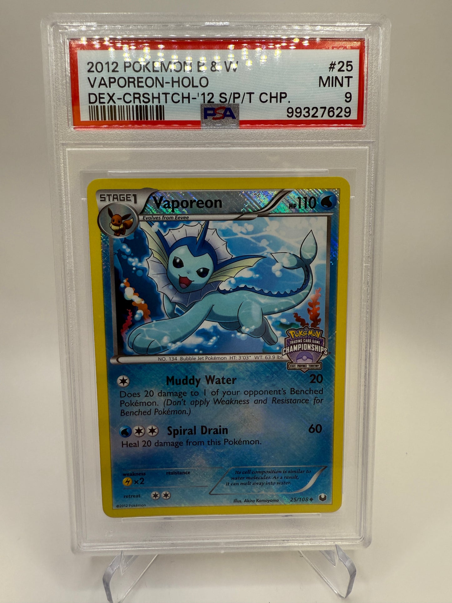 PSA 9 Mint - Vaporeon (Championship) #25 Pokemon Dark Explorers, Grading