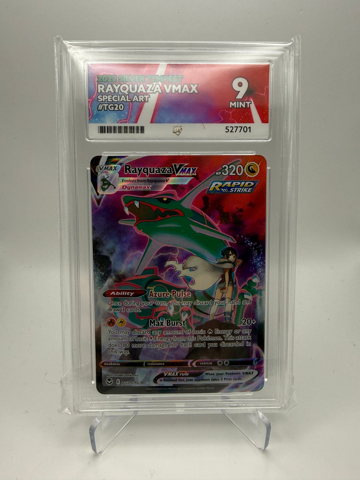 Ace 9 Mint - Rayquaza Vmax #TG20 Silver Tempest - Pokemon Graded