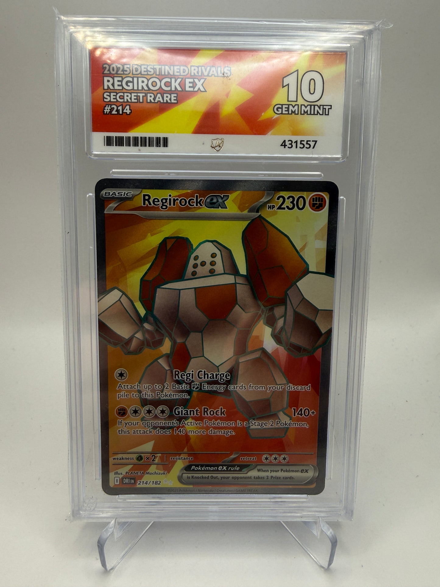 Ace 10 Gem Mint - Regirock EX #214 Destined Rivals - Graded Pokemon