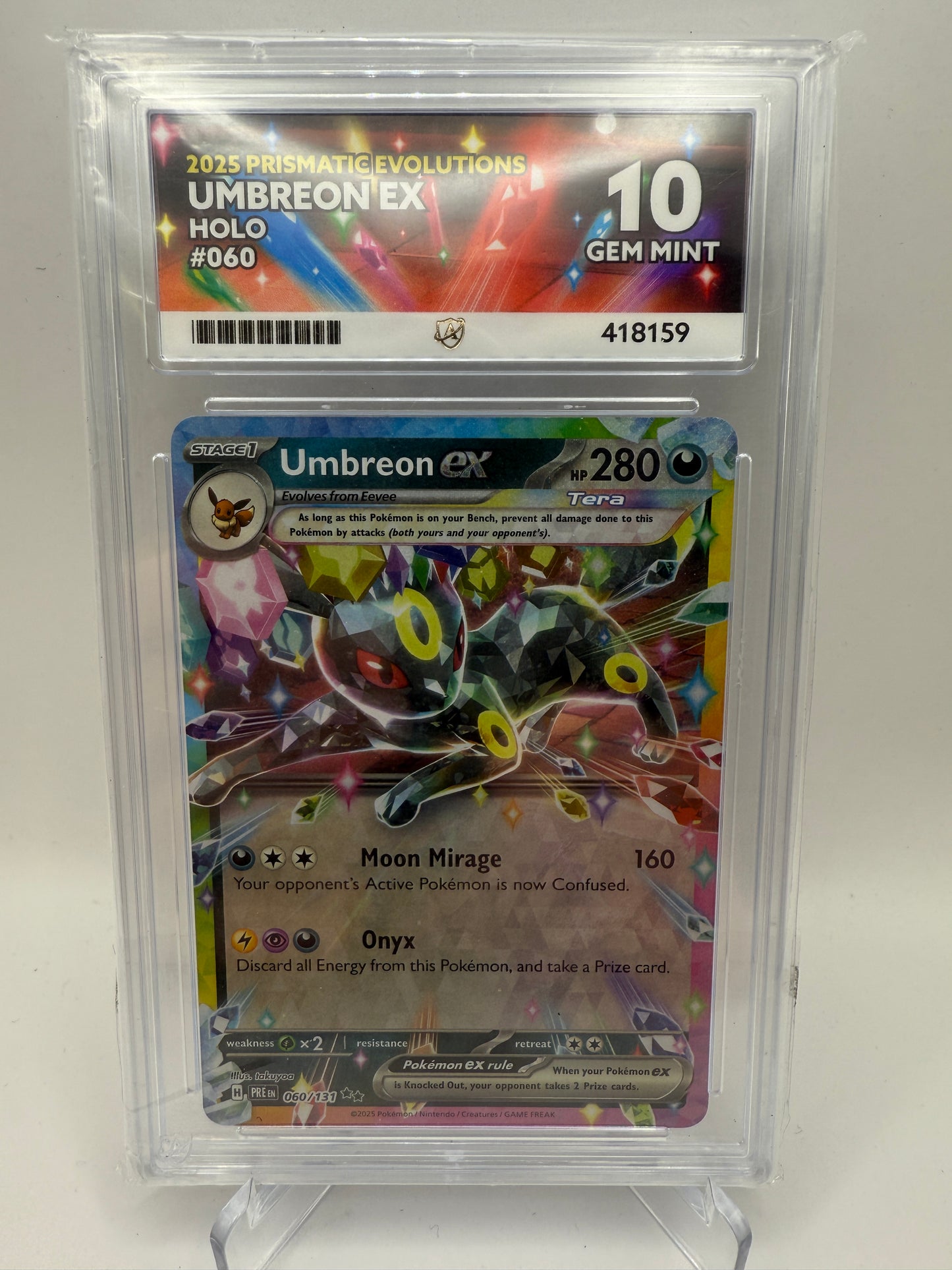 Ace 10 Gem Mint (Ace Label) - Umbreon EX #060 Prismatic Evolutions - Pokemon Graded