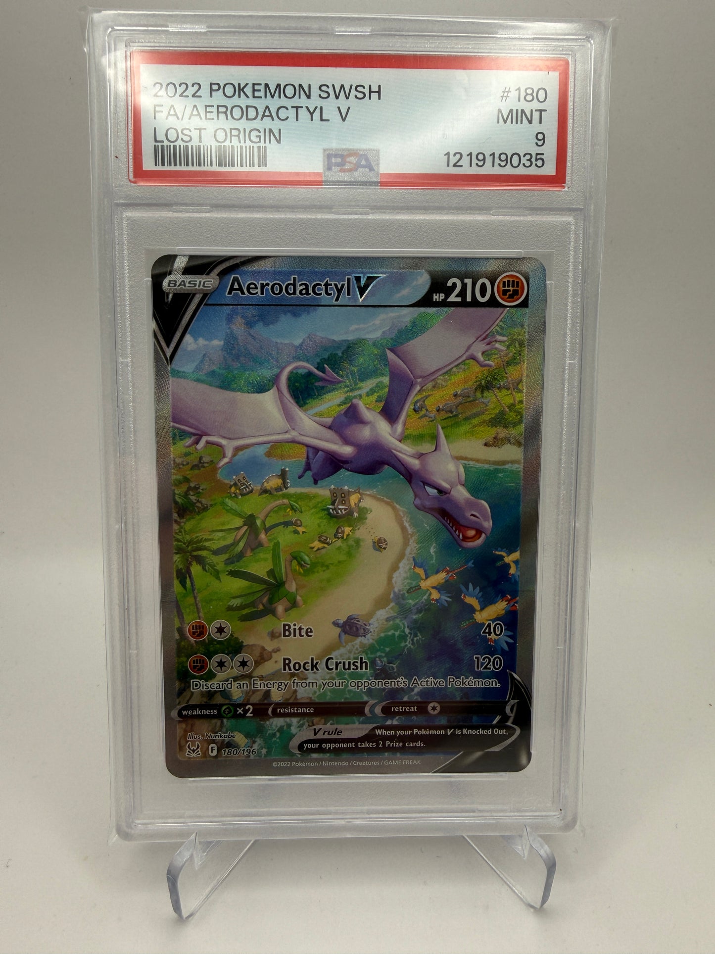 PSA 9 Mint - Aerodactyl V #180 Lost Origin - Pokemon Graded