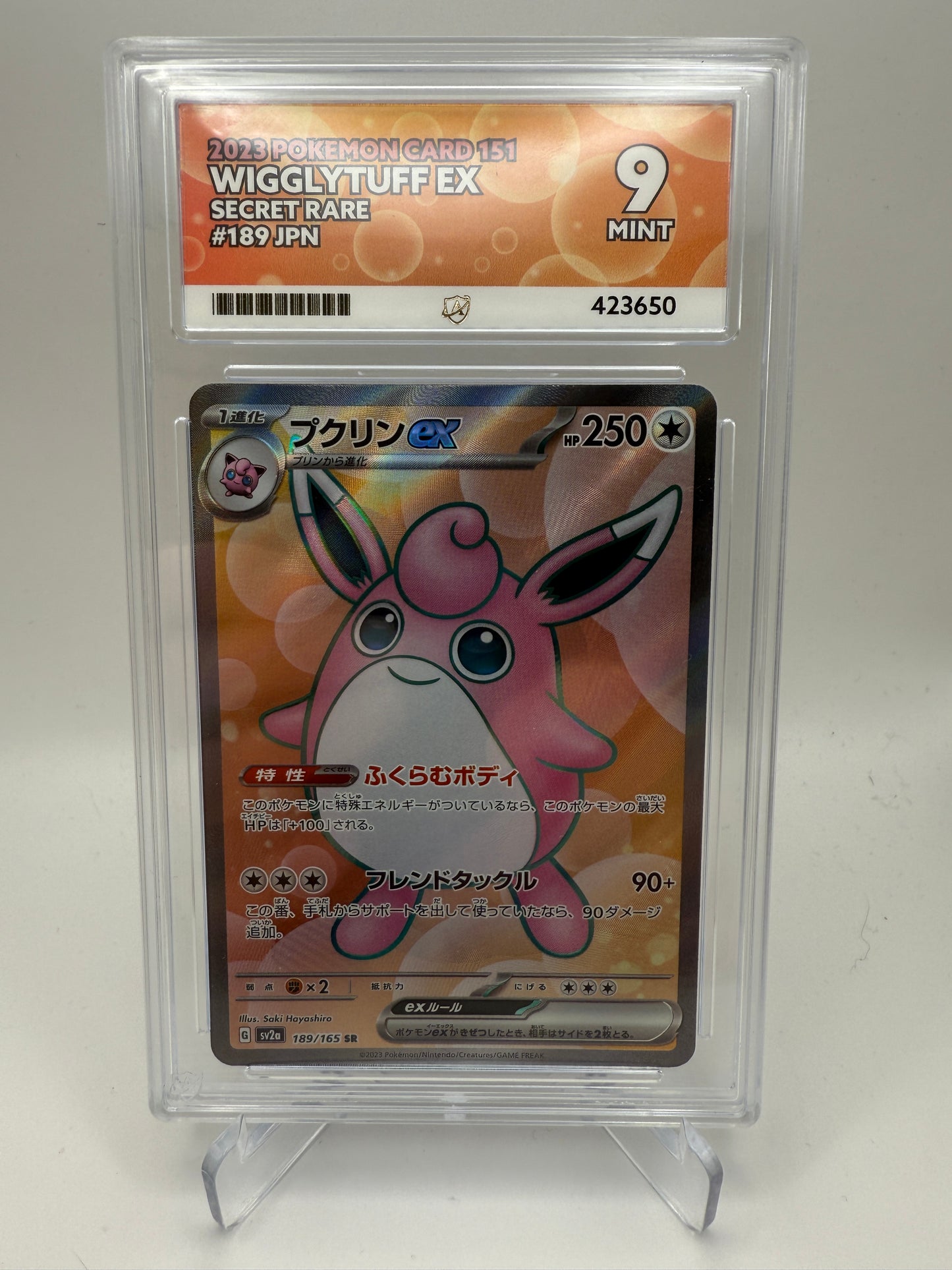 Ace 9 Mint - Wigglytuff Ex #189 Pokemon Japanese Scarlet & Violet 151 - Graded