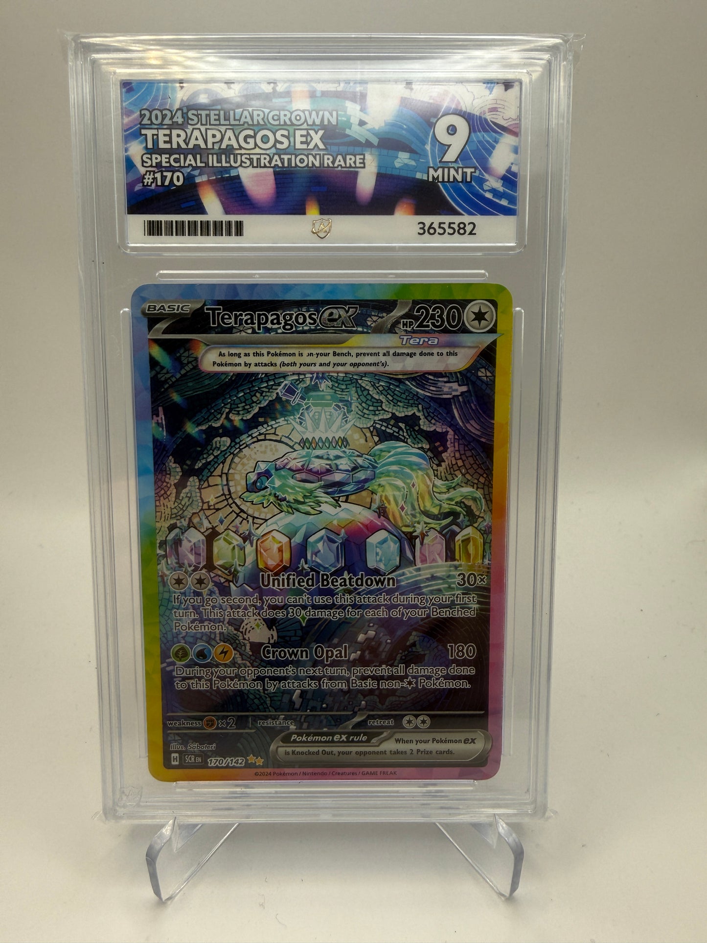 Ace 9 Mint - Terapagos EX #170 Stellar Crown - Graded Pokemon
