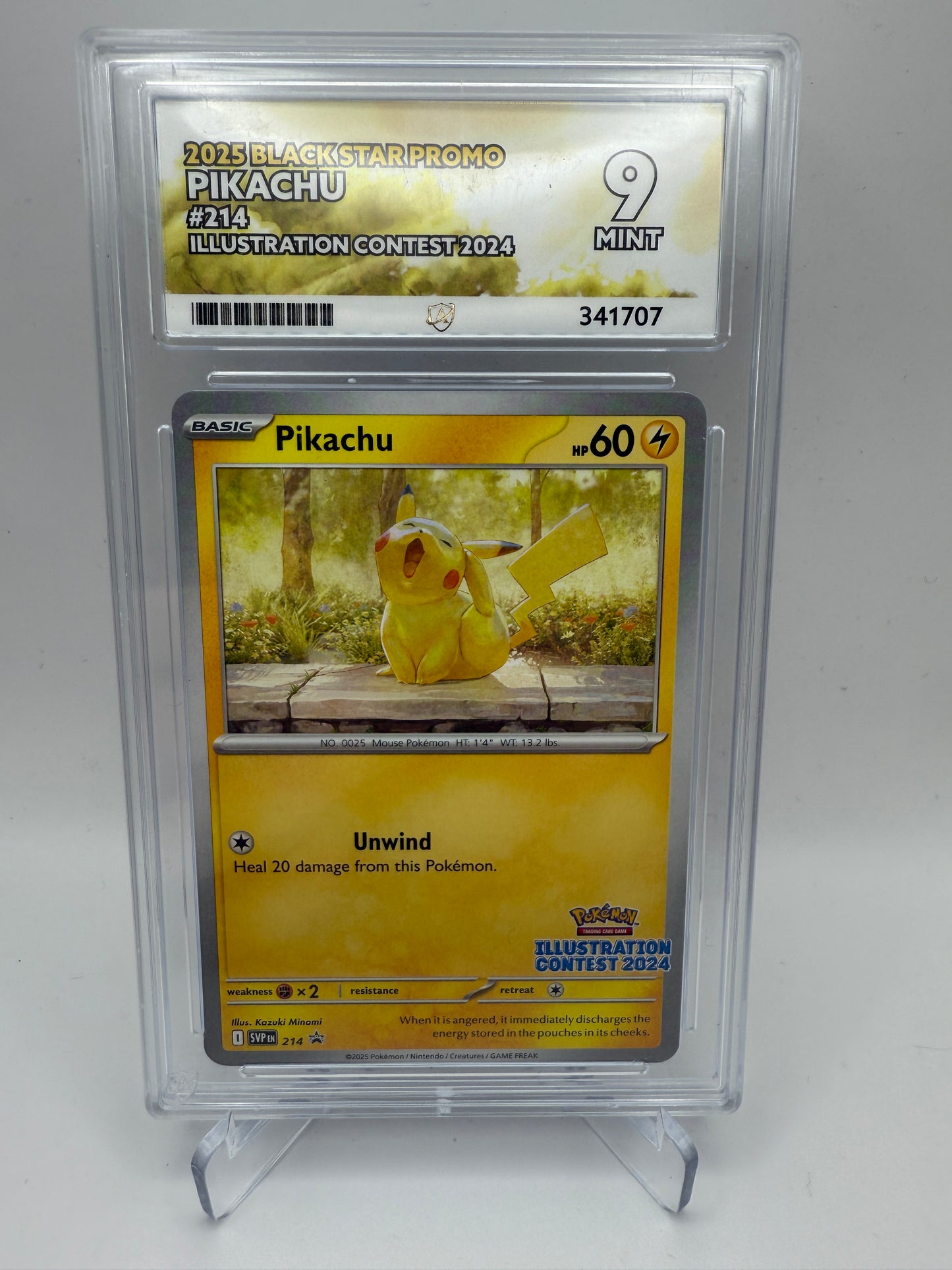 Ace 9 Mint - Pikachu #214 Illustration Contest 2024 - 2025 Black Star Promo - Graded