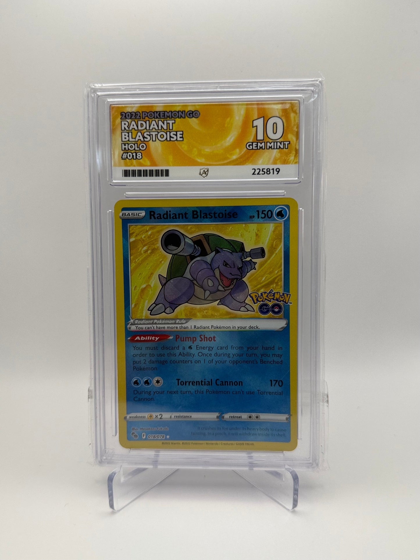 Radiant Blastoise #018 Pokemon Go Ace 10 Gem Mint