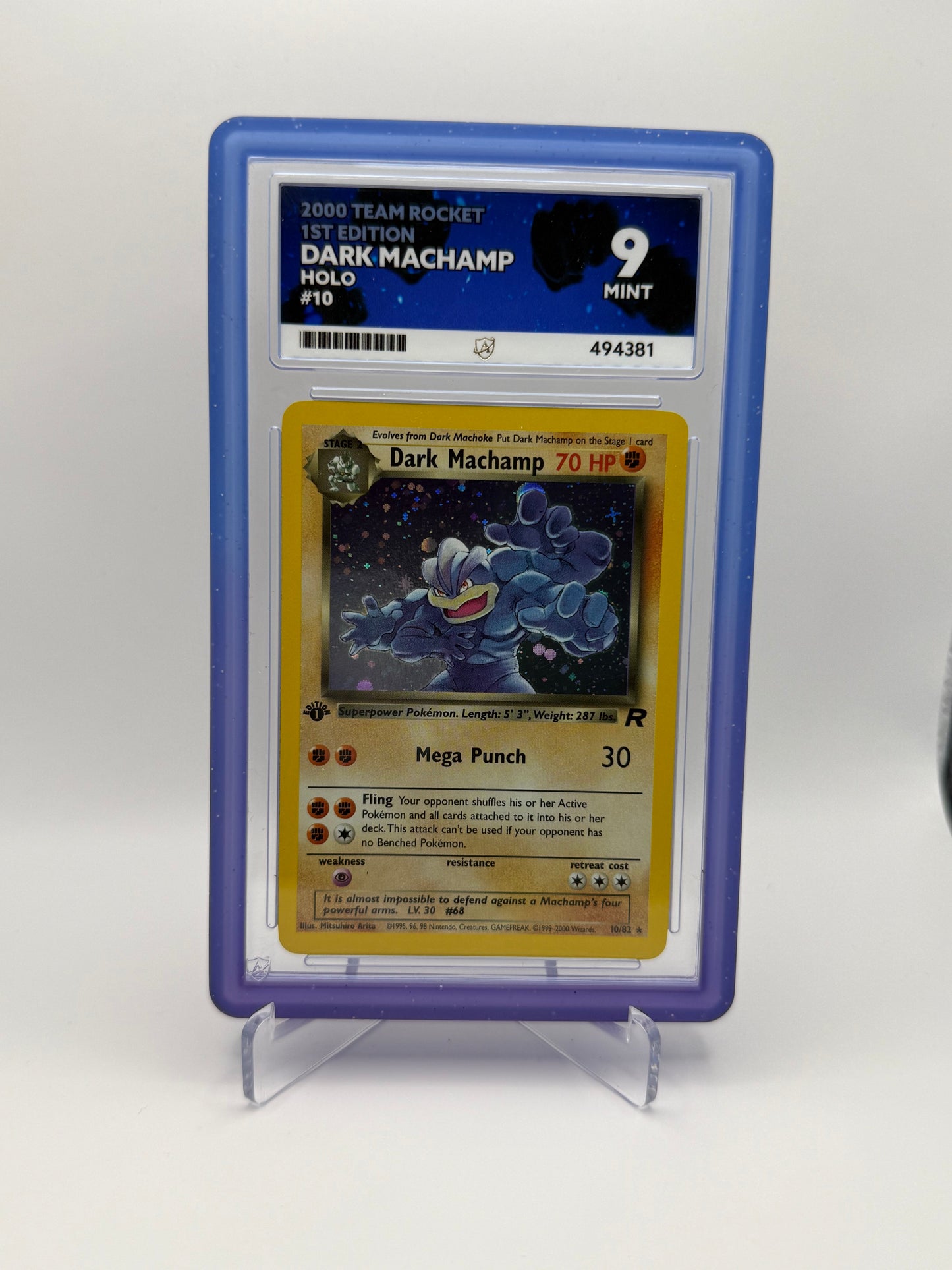 Dark Machamp #10 Team Rocket 1st Edition Ace 9 Mint