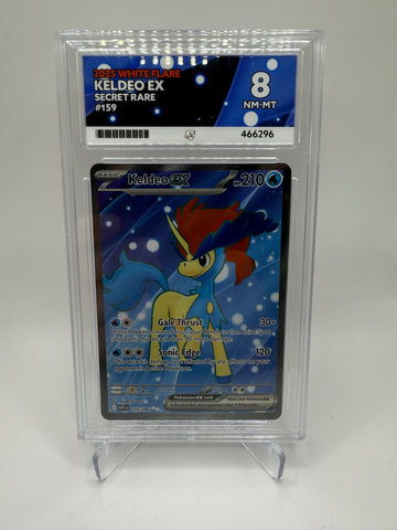 Ace 8 Near Mint/Mint (Ace Label) Keldeo EX #159 Pokemon White Flare, Graded