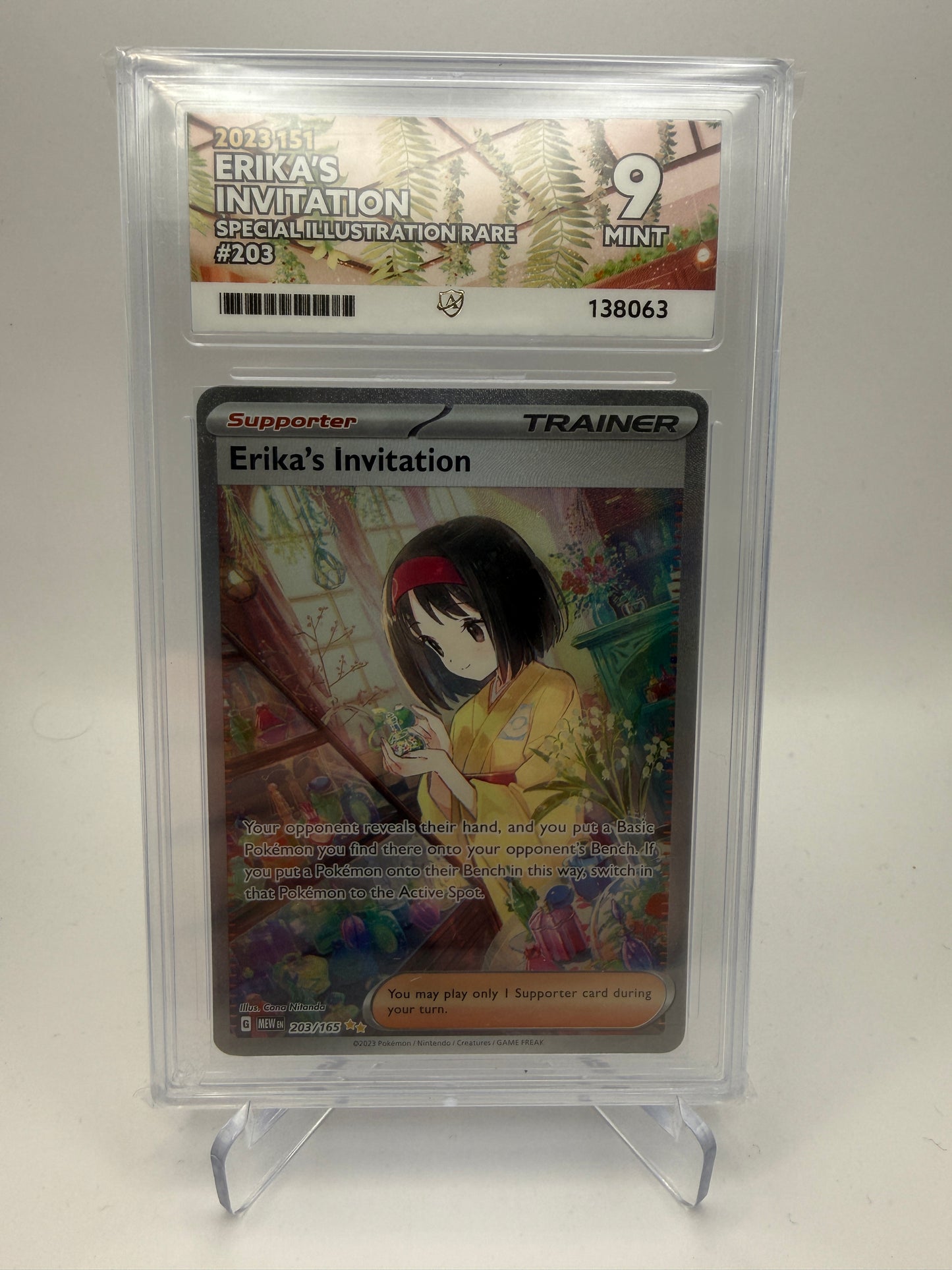 Ace 9 Mint - Erika’s Invitation #203 Scarlet & Violet 151 - Pokemon Graded