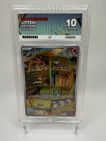 Ace 10 Gem Mint (Ace Label) Litten #075 Pokemon Japanese Cyber Judge, Graded