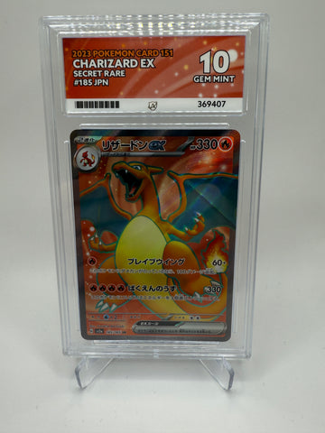 Ace 10 Gem Mint (Ace Label) Charizard EX #185 Pokemon Japanese Scarlet & Violet 151, Graded