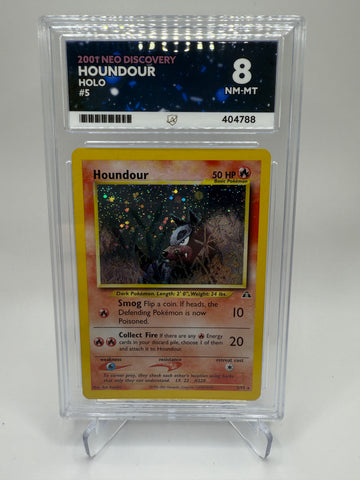 Ace 8 Near Mint/Mint (Ace Label) Houndour #5 Pokemon Neo Discovery, Graded