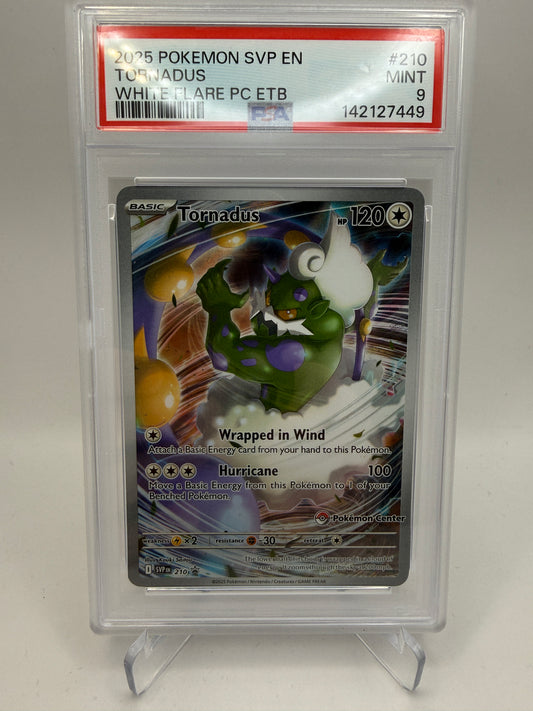 PSA 9 Mint - Tornadus Pokemon Center #210 White Flare Elite Trainer Box - Graded Pokemon