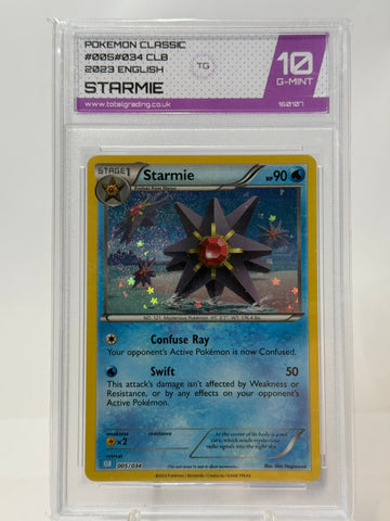 TG Grading 10 Gem Mint - Starmie Pokemon Classic CLB #005