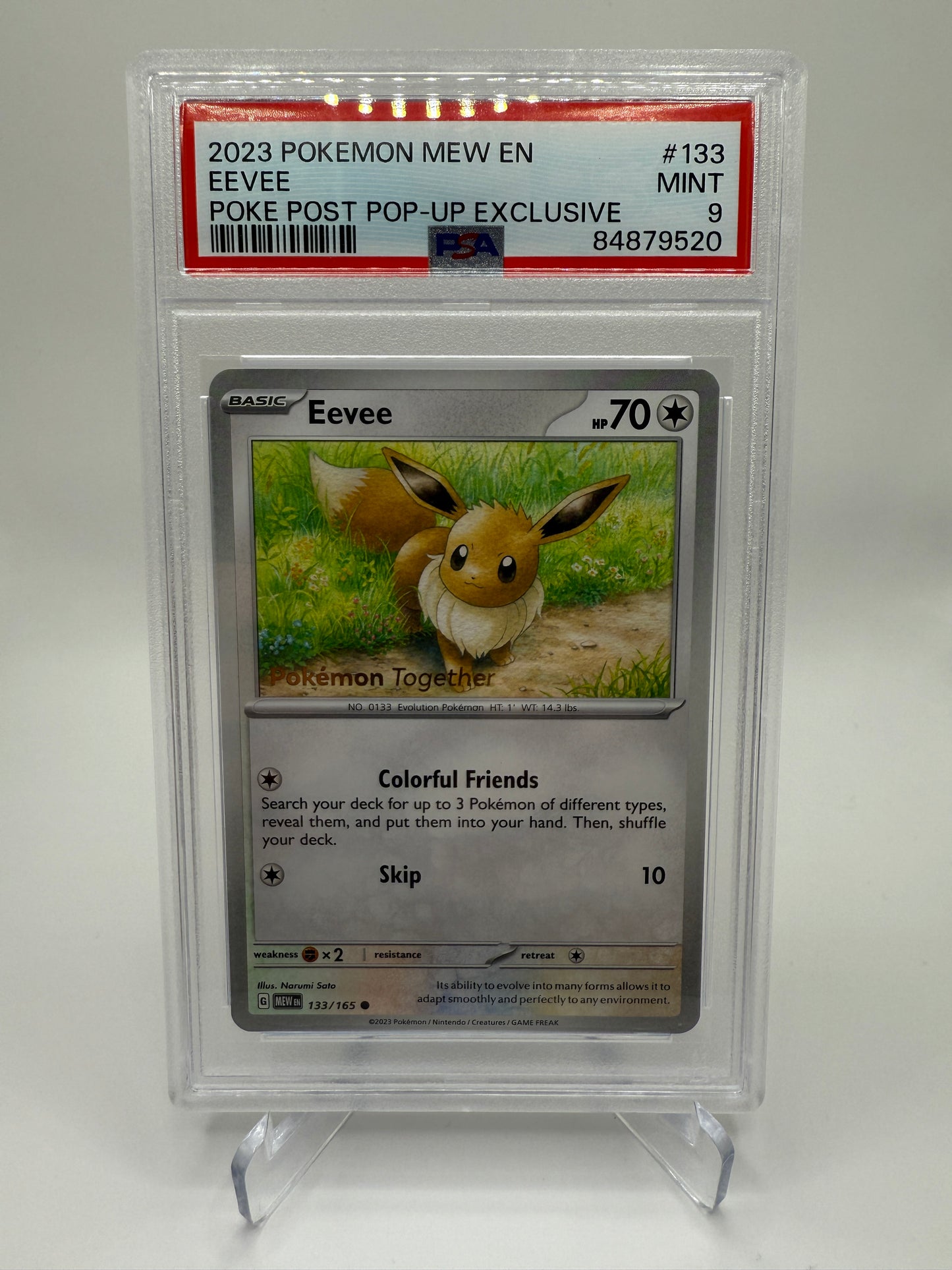 PSA 9 Mint - Eevee (Pokemon Together) #133 Pokemon Starlet & Violet 151, Graded