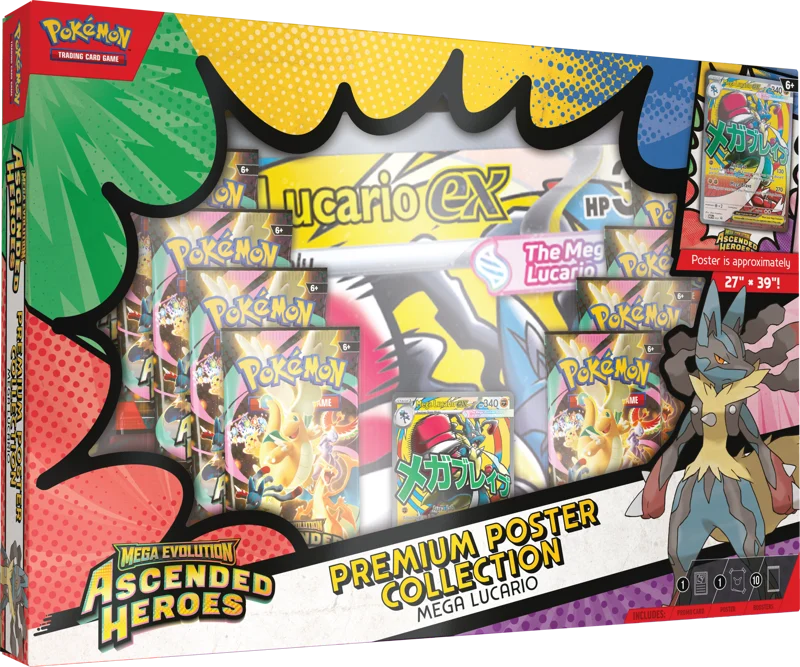 ***PREORDER*** Mega Lucario EX Pokemon Mega Evolution Ascended Heroes Premium Poster Collection
