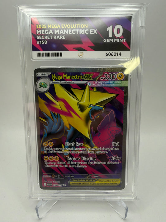 Ace 10 Gem Mint (Ace Label) Mega Manectric EX #158 Mega Evolution - Pokemon Graded