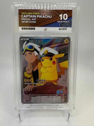 Ace 10 Gem Mint (Ace Label) Captain Pikachu #709 Pokemon Chinese Gem Pack, Graded