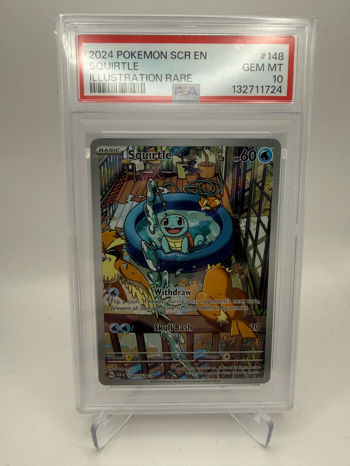 PSA 10 Gem Mint - Squirtle #148 Stellar Crown Illustration Rare - Pokemon Graded