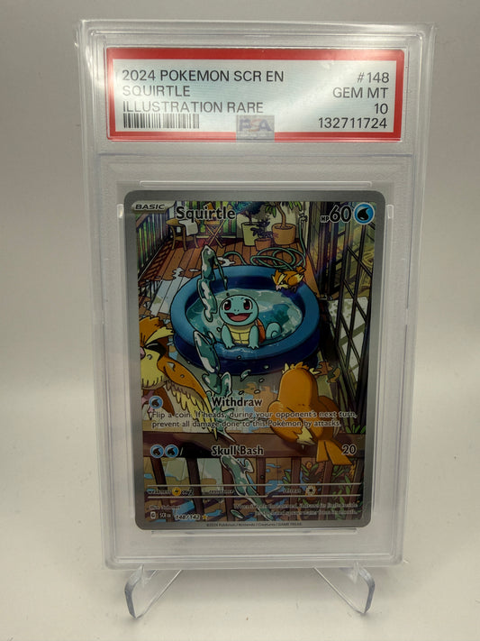 PSA 10 Gem Mint - Squirtle #148 Stellar Crown Illustration Rare - Pokemon Graded