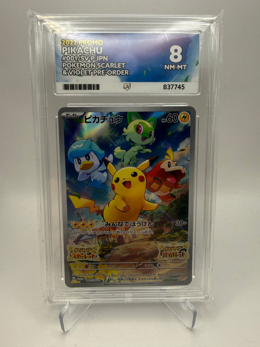 ACE 8 Near Mint/Mint - Pikachu #001/SVP Japanese Scarlet & Violet Preorder - Graded Pokemon