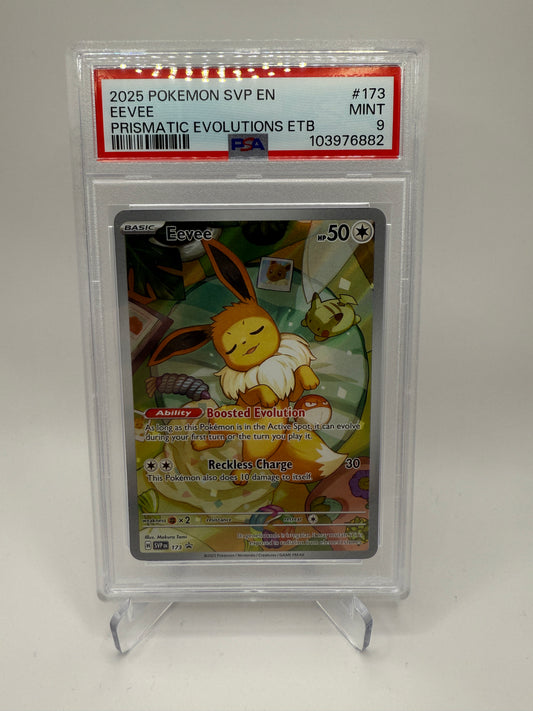 PSA 9 Mint - Eevee #173 Pokemon Prismatic Evolutions Elite Trainer Box Promo, Graded