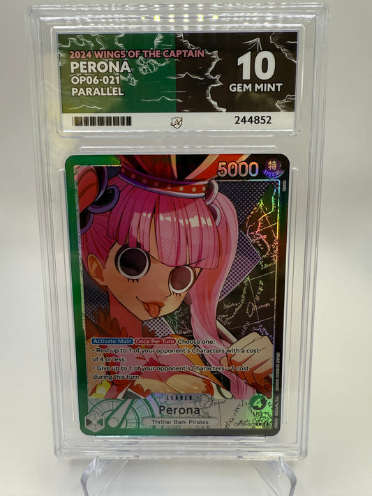 Ace 10 Gem Mint (Ace Label) Perona (Alternate Art) Op06-021 One Piece Wings of the Captain, Graded