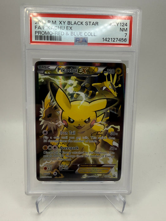 PSA 7 Near Mint - Pikachu EX #XY124 Red & Blue Collection - Graded Pokemon