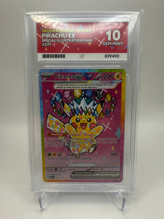 ACE 10 Gem Mint - Pikachu EX #277 Ascended Heroes - Graded Pokemon