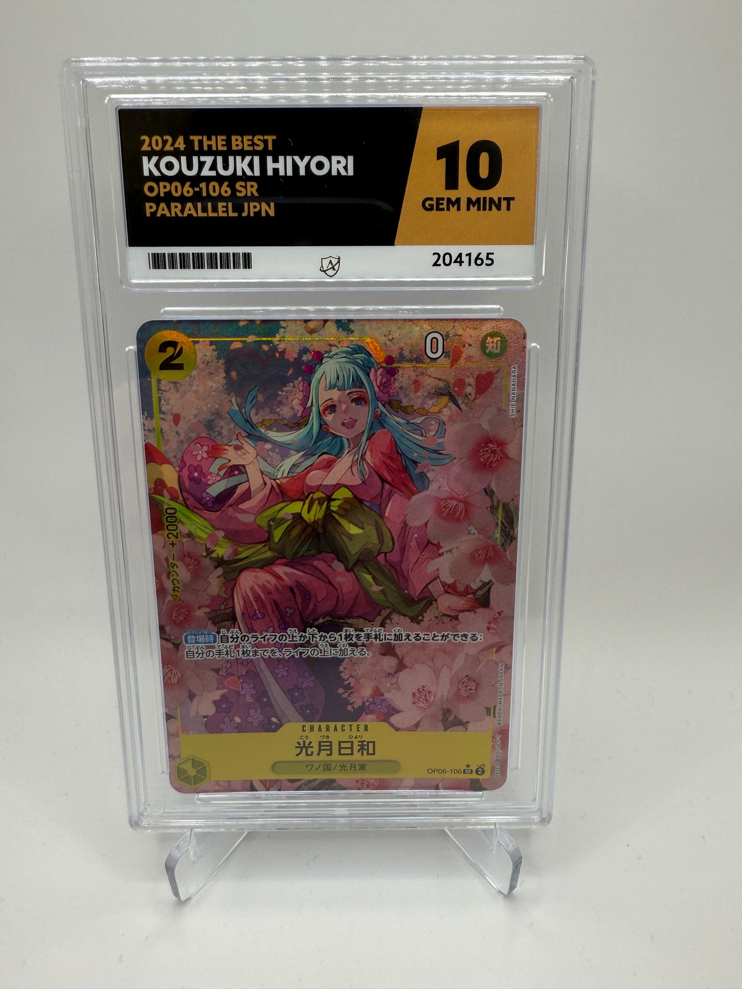 Ace 10 Gem Mint (Colour Match) Kouzuki Hiyori (Alternate Art PRB01) OP01-106 One Piece Wings of the Captain, Graded