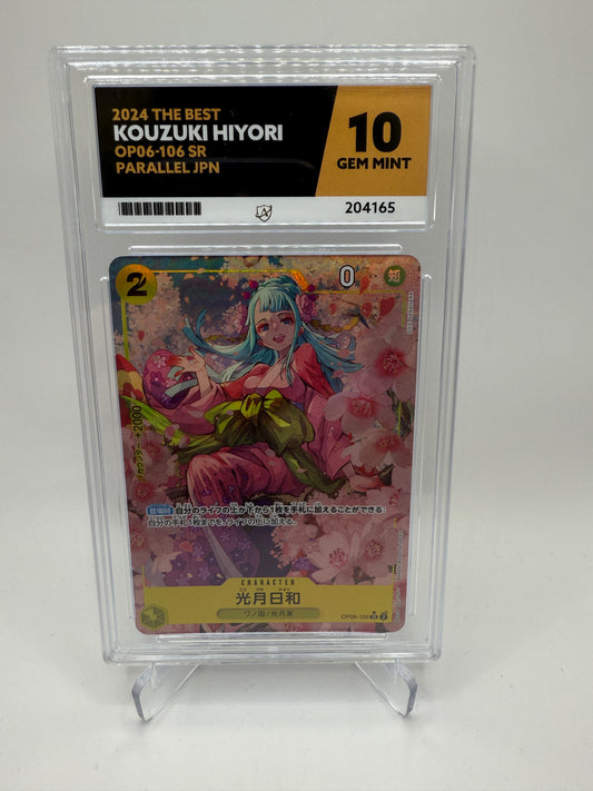 Ace 10 Gem Mint (Colour Match) Kouzuki Hiyori (Alternate Art PRB01) OP01-106 One Piece Wings of the Captain, Graded