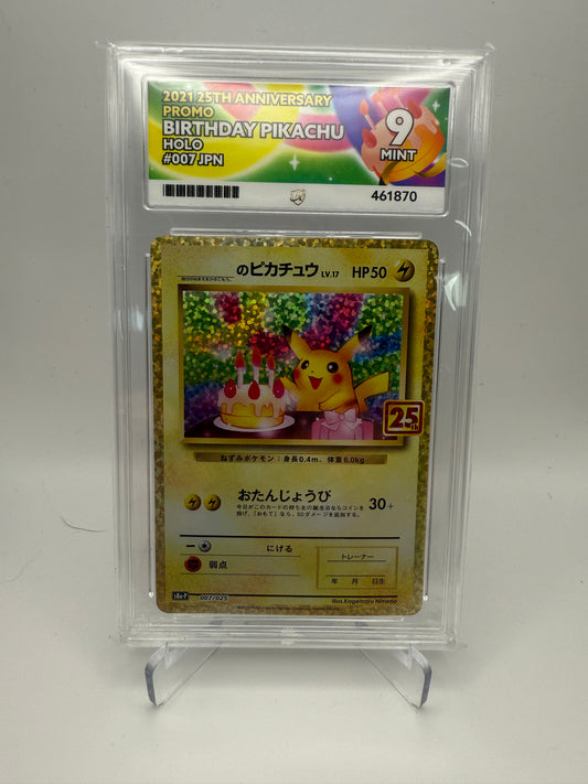Ace 9 Mint - Birthday Pikachu #007 Japanese - 2021 25th Anniversary Holo