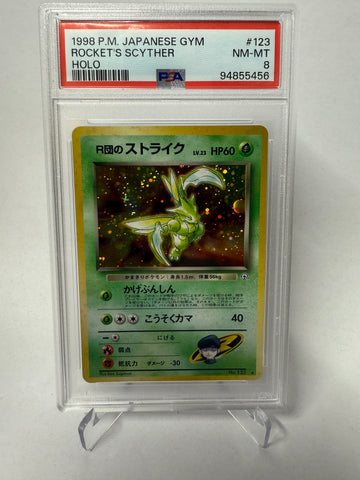PSA Graded 8 - Rocket’s Scyther #123 Pokemon Japanese Leader’s Stadium
