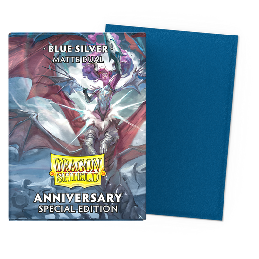 Dragon Shield - Dual Matte Standard Size Sleeves 100pk - Limited Edition Anniversary Special Cobalt & Silver