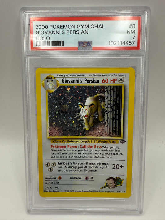 PSA 7 Mint - Giovanni’s Persian #8 Gym Challenge Pokemon - Graded