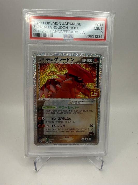 PSA 9 Mint - Team Magma Groudon Holo #011 Japanese 25th Anniversary - Graded Pokemon