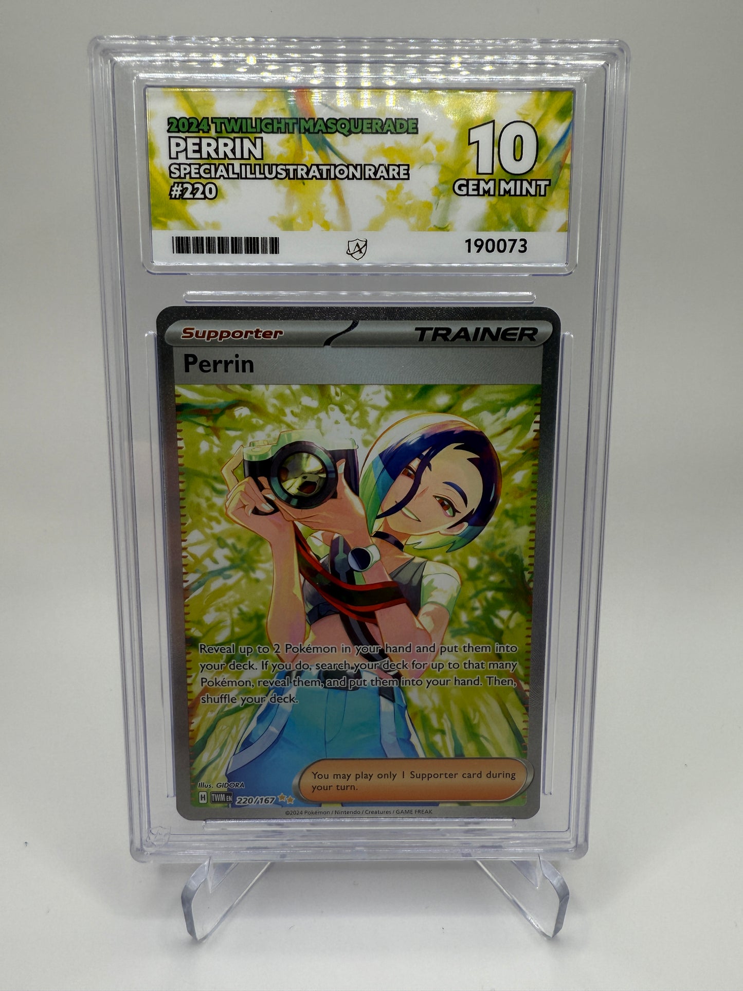 Ace 10 Gem Mint (Ace Label) Perrin #220 Special Illustration Rare Pokemon Twilight Masquerade, Graded