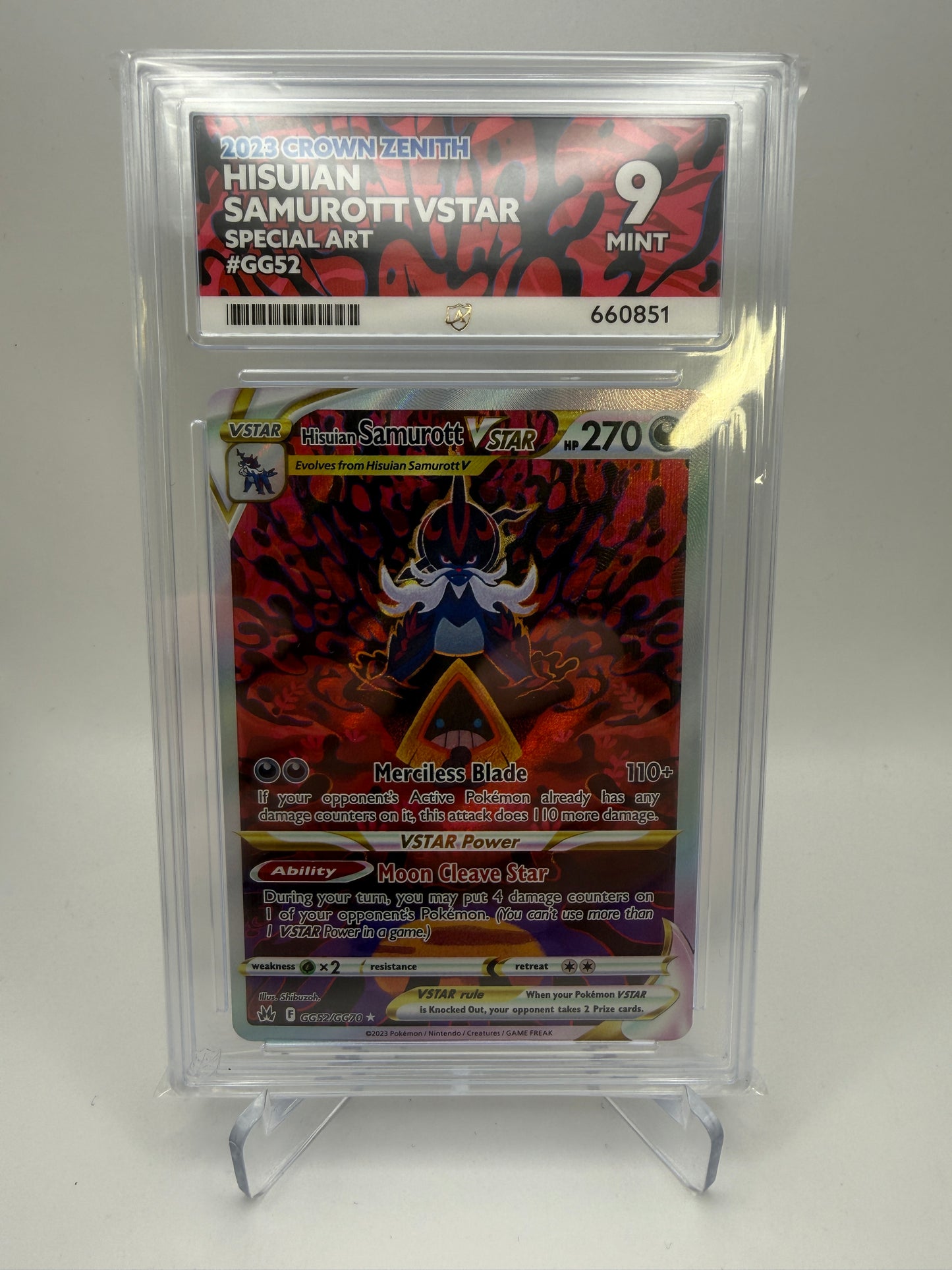 Ace 9 Mint (Ace Label) - Hisuian Samurott Vstar #GG52 Crown Zenith - Pokemon Graded
