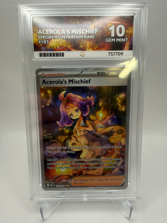 Ace 10 Gem Mint - Acerola’s Mischief #183 Mega Evolution - Pokemon Graded
