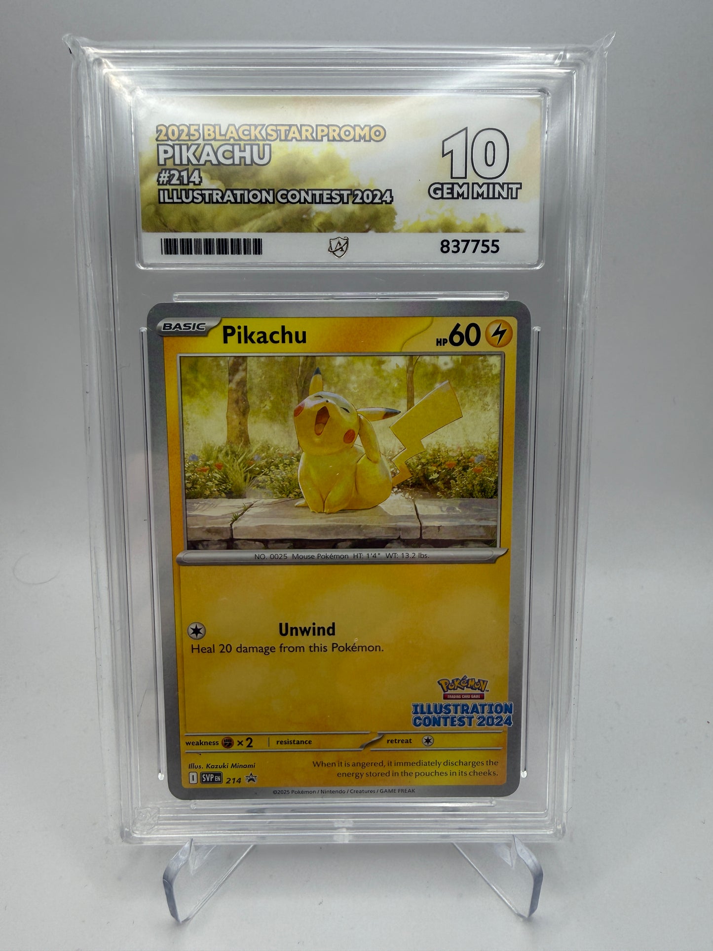 Ace 10 Gem Mint - Pikachu #214 Illustration Contest 2024 - Pokemon Graded