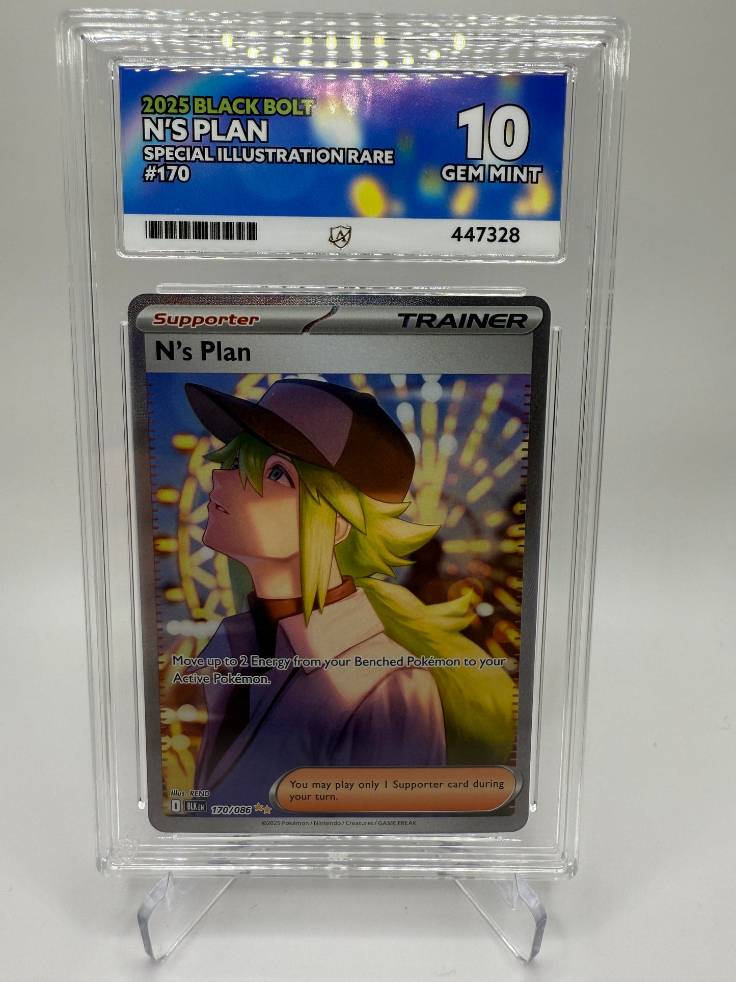Ace 10 Gem Mint (Ace Label) N’s Plan #170 Special Illustration Rare Pokemon Black Bolt, Graded